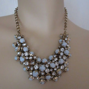 White Beads & CZs Goldtone Necklace